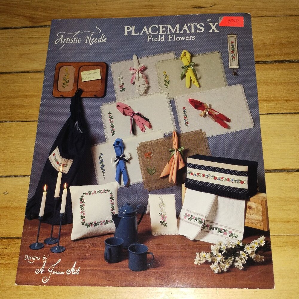 Placemats X Field Flowers Needlepoint Booklet (Artistic Needle, 1988)